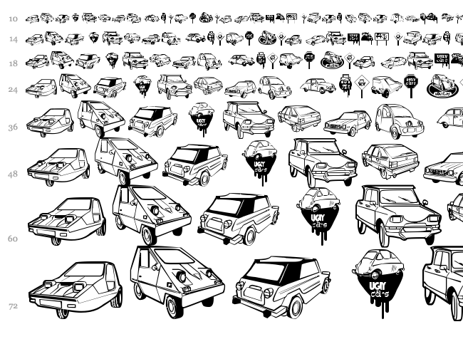 Ugly Cars font waterfall